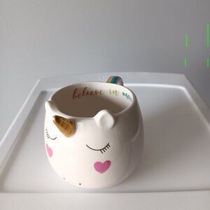 Unicorn Rainbow Believe in Magic Ceramic Coffee Mug 3D Ears Horn Pink Gold Blue